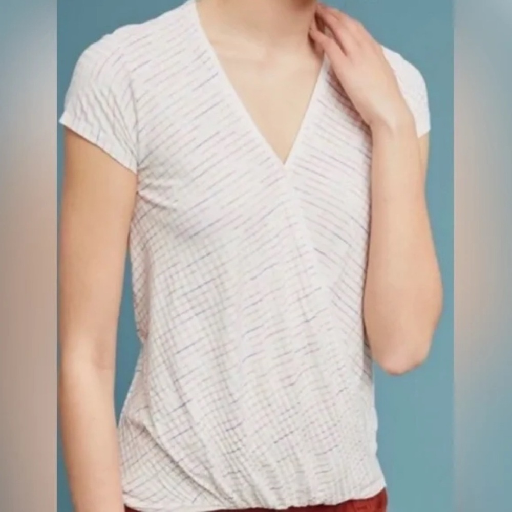 Maeve from Anthropologie White and Rainbow Striped Shirt Size Small. - Picture 1 of 7